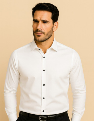 Henry Castle & Co Men Solid Formal White Shirt