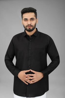 Vilantra Collection Men Solid Casual Black Shirt