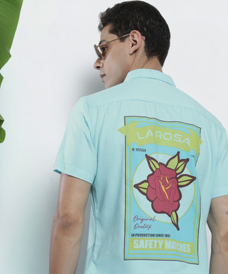 The Indian Garage Co. Men Solid Casual Light Blue Shirt