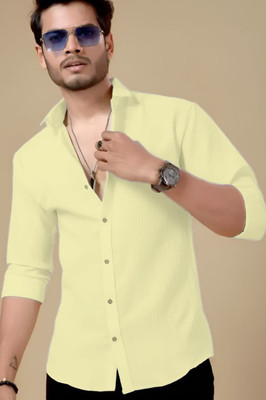 Marmic Fab Men Solid Casual Yellow Shirt