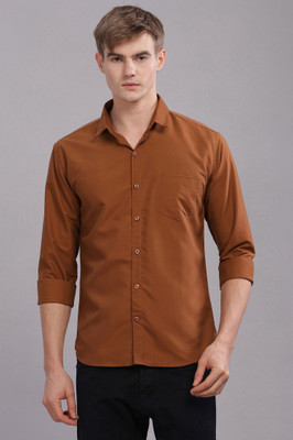 Uzmax Men Solid Casual Brown Shirt
