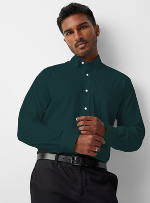 LYZOO FASHION Men Solid Formal Dark Green Shirt