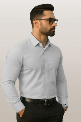 FSHIRTS Men Solid Formal Grey Shirt