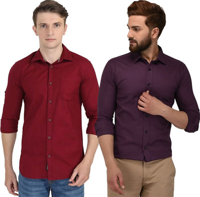 Modernity Men Solid Casual Multicolor Shirt(Pack of 2)
