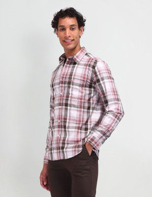U.S. POLO ASSN. Men Checkered Casual Beige Shirt