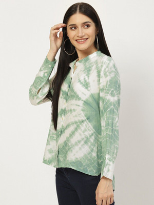 CORSICA Women Dyed/Ombre Casual Green Shirt