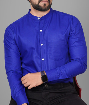 Voroxy Men Solid Formal Dark Blue Shirt