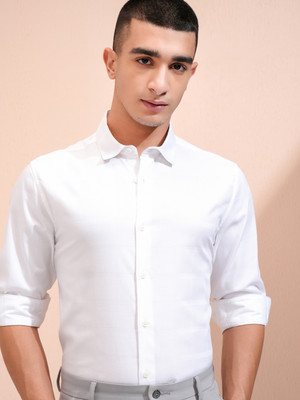 HIGHLANDER Men Self Design Casual White Shirt