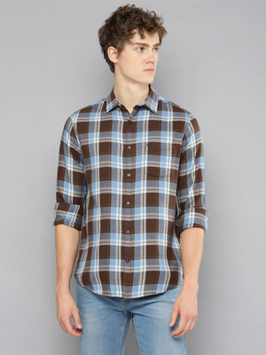 Allen Cooper Men Checkered Casual Multicolor Shirt