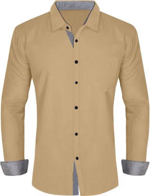 LOOKMARK Men Solid Casual Beige Shirt