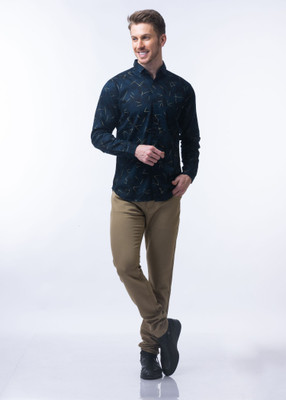 Nostrum Men Printed Casual Blue Shirt