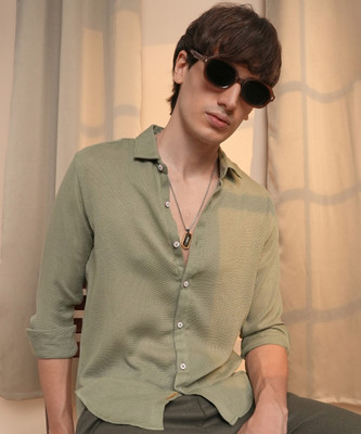 CAMPUS SUTRA Men Self Design Casual Green Shirt