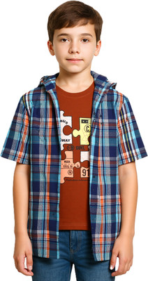 CAVIO Boys Checkered Casual Multicolor Shirt