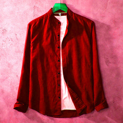 Qlonz Store Men Solid Casual Red Shirt