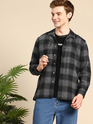 Mast & Harbour Men Checkered Casual Black, Grey Shirt