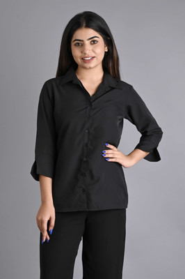 MAGHMA Women Solid Formal Black Shirt