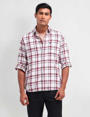 Arrow Sport Men Self Design Casual White, Red Shirt