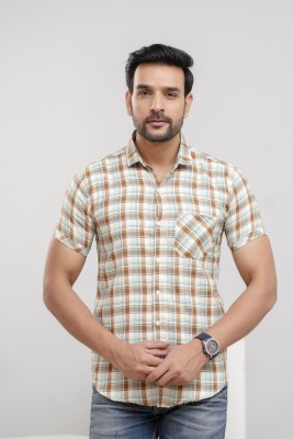 Vcom Men Solid Casual Brown Shirt