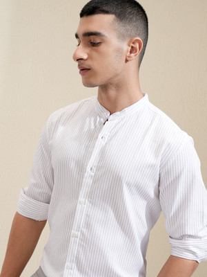 HIGHLANDER Men Striped Casual Grey Shirt