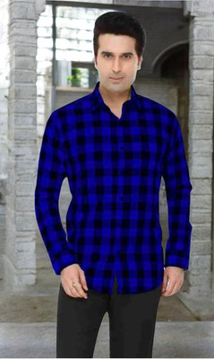 SHAH TEXTILES Men Checkered Casual Blue, Black Shirt