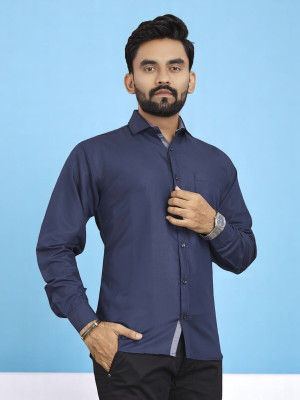 LAXMI TRENDING Men Solid Casual Blue Shirt