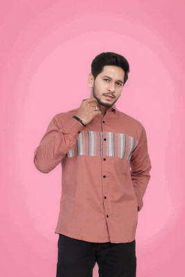 U AND J TREND Men Printed Casual Pink Shirt