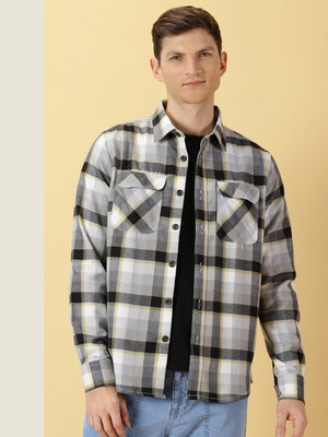 THOMAS SCOTT Men Checkered Casual Black Shirt