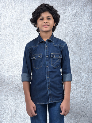 CRIMSOUNE CLUB Boys Solid Casual Blue Shirt