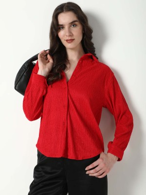 Showoff Women Solid Casual Red Shirt