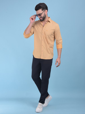 CRIMSOUNE CLUB Men Printed Casual Yellow Shirt