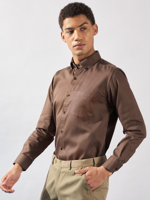 DENNISON Men Solid Formal Brown Shirt