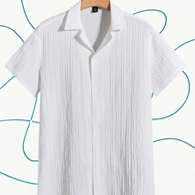 Nita creation Men Self Design Formal White Shirt