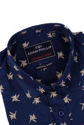 Adam Phillip Men Printed Formal Blue Shirt