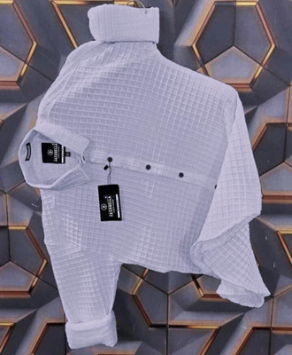 JACKBELLA Men Self Design Casual Grey Shirt