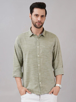 Sand Dunes Men Self Design Casual Dark Green Shirt