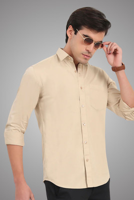NIGHTSCAPE F Men Solid Casual Beige Shirt