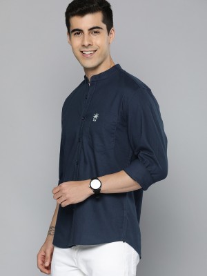 Mast & Harbour Men Solid Casual Blue Shirt