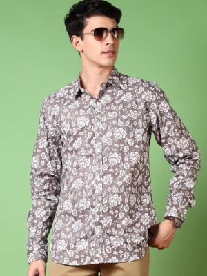 V-MART Men Printed Casual Brown, Beige Shirt