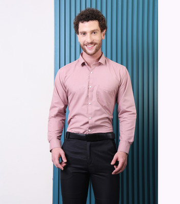 CONTRARY Men Solid Formal Pink Shirt