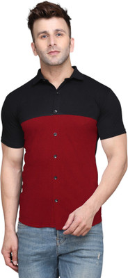 Money Leaf Men Solid Casual Maroon Shirt