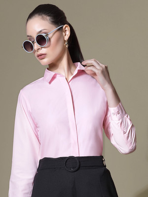 METRONAUT Women Solid Formal Pink Shirt