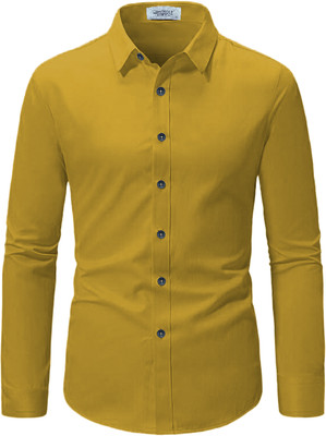 Edinwolf Men Solid Formal Yellow Shirt