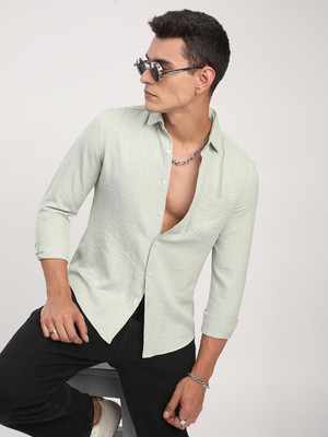 VASTRADO Men Solid Casual Green Shirt
