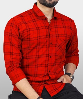 Surhi Men Checkered Casual Red, Black Shirt