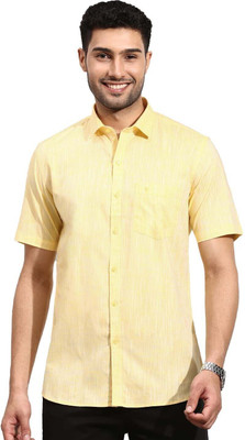 Ramraj Cotton Men Solid Formal Yellow Shirt