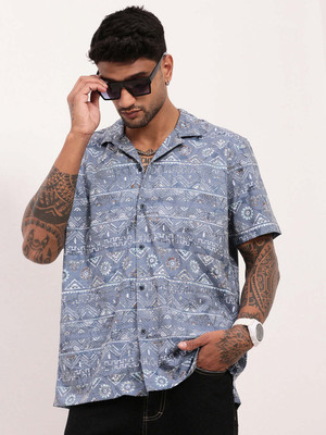 SHOWOFFFF Men Printed Casual Blue Shirt