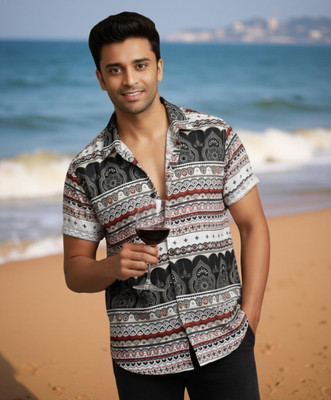 Jeny Trends Men Printed Casual Maroon Shirt