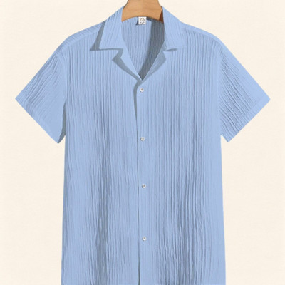 Dharamraj Fashion Men Self Design Casual Light Blue Shirt