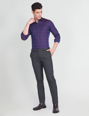 ARROW Men Checkered Formal Purple Shirt