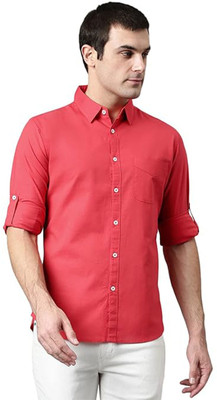 Nikhil collections Men Solid Casual Red Shirt